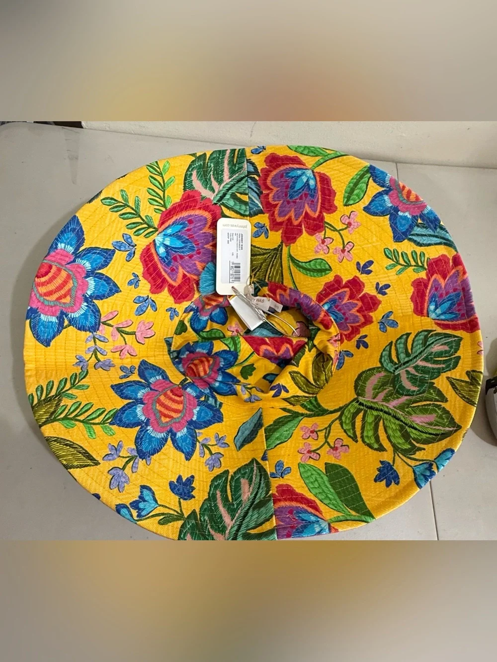 Johnny Was Yellow Floral Sun Hat with Multicolor Blossoms